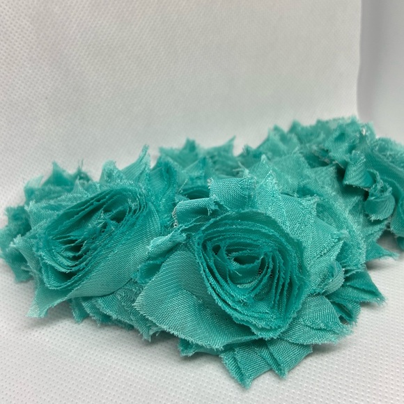 Lot of 9 Aqua shabby flowers headband DIY NEW - Picture 2 of 3